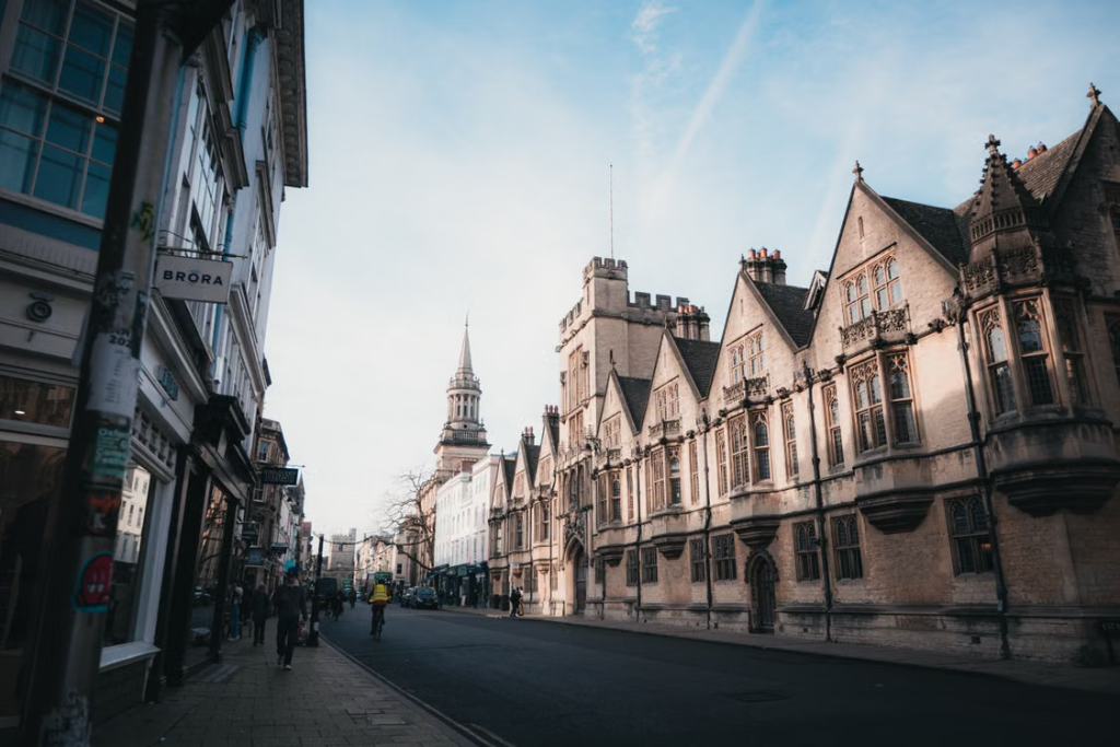 Oxford High Street with historic college buildings